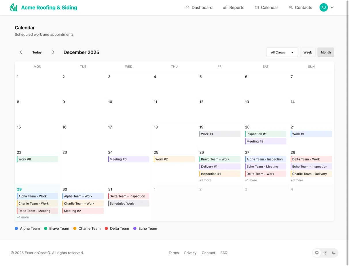 ExteriorOpsHQ Calendar - crew scheduling and job calendar