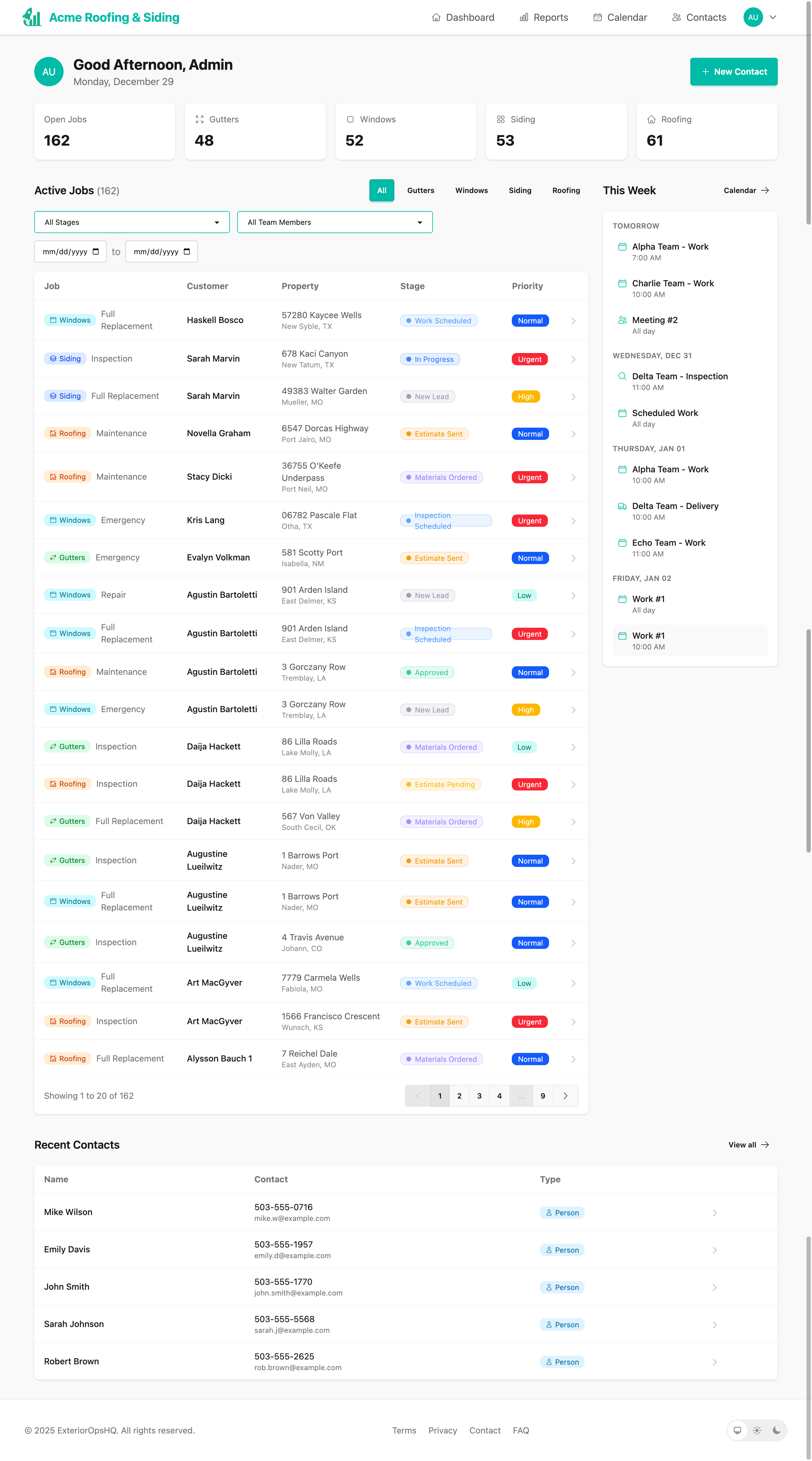 ExteriorOpsHQ Dashboard